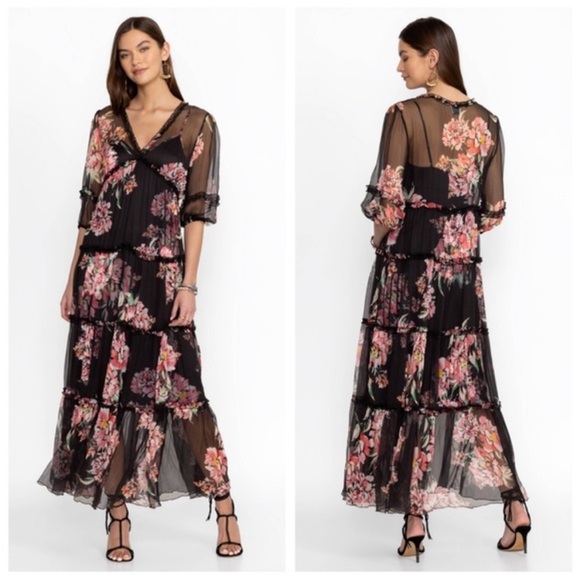 johnny was lizzy ruffle maxi dress Johnny Was Lizzy Ruffle Maxi Dress Women's S